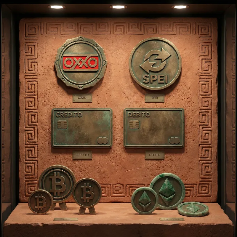 Métodos de pago OXXO SPEI tarjetas y criptomonedas en Diamonds Casino México